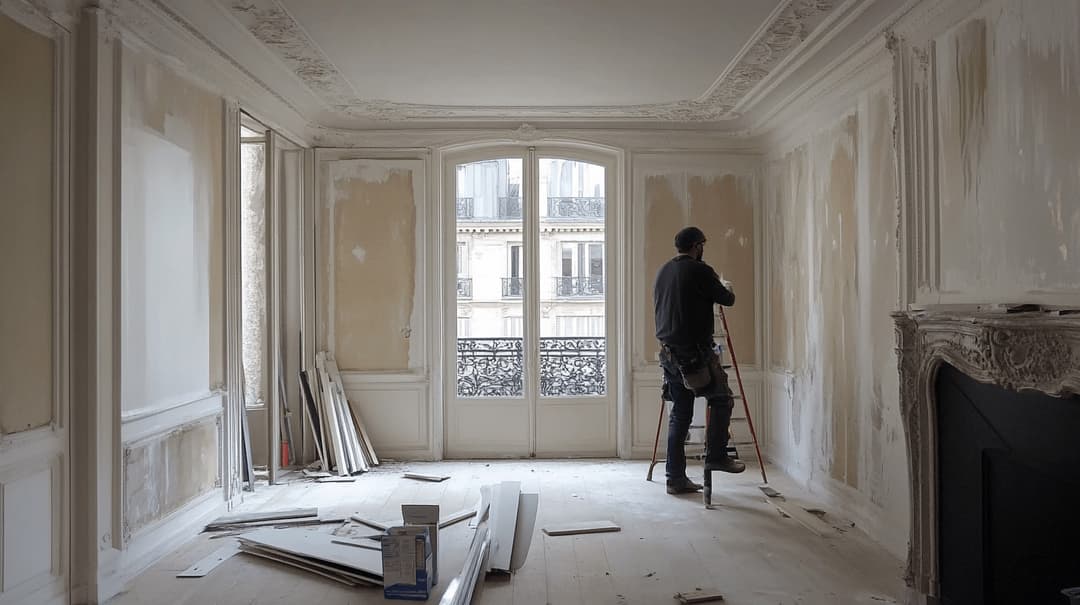 Image de couverture de l'article sur les arrêtés DPE 2025, représentant un ouvrier en train de faire du placo